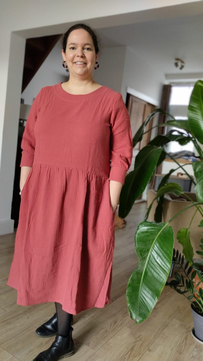 Customer photo review of Robe Agnès - Double gaze de coton terracotta