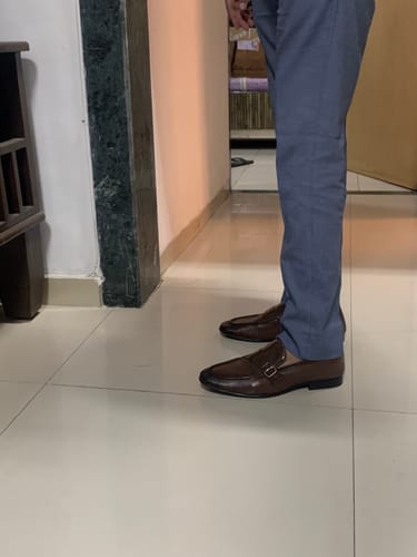 Customer photo review of Brown Milled Single Monk Loafers - Ultra-Flex