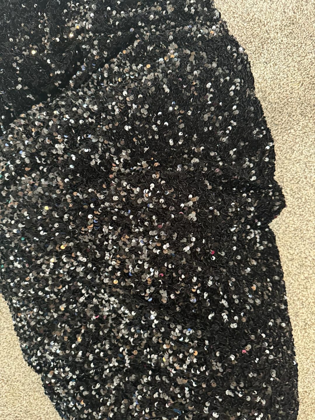 Customer photo review of Black Sequin on Velvet