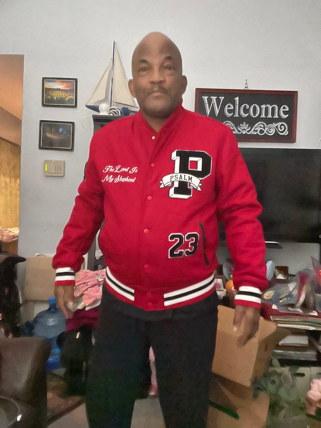 Customer photo review of Psalm 23 Varsity Jacket - Limited Edition