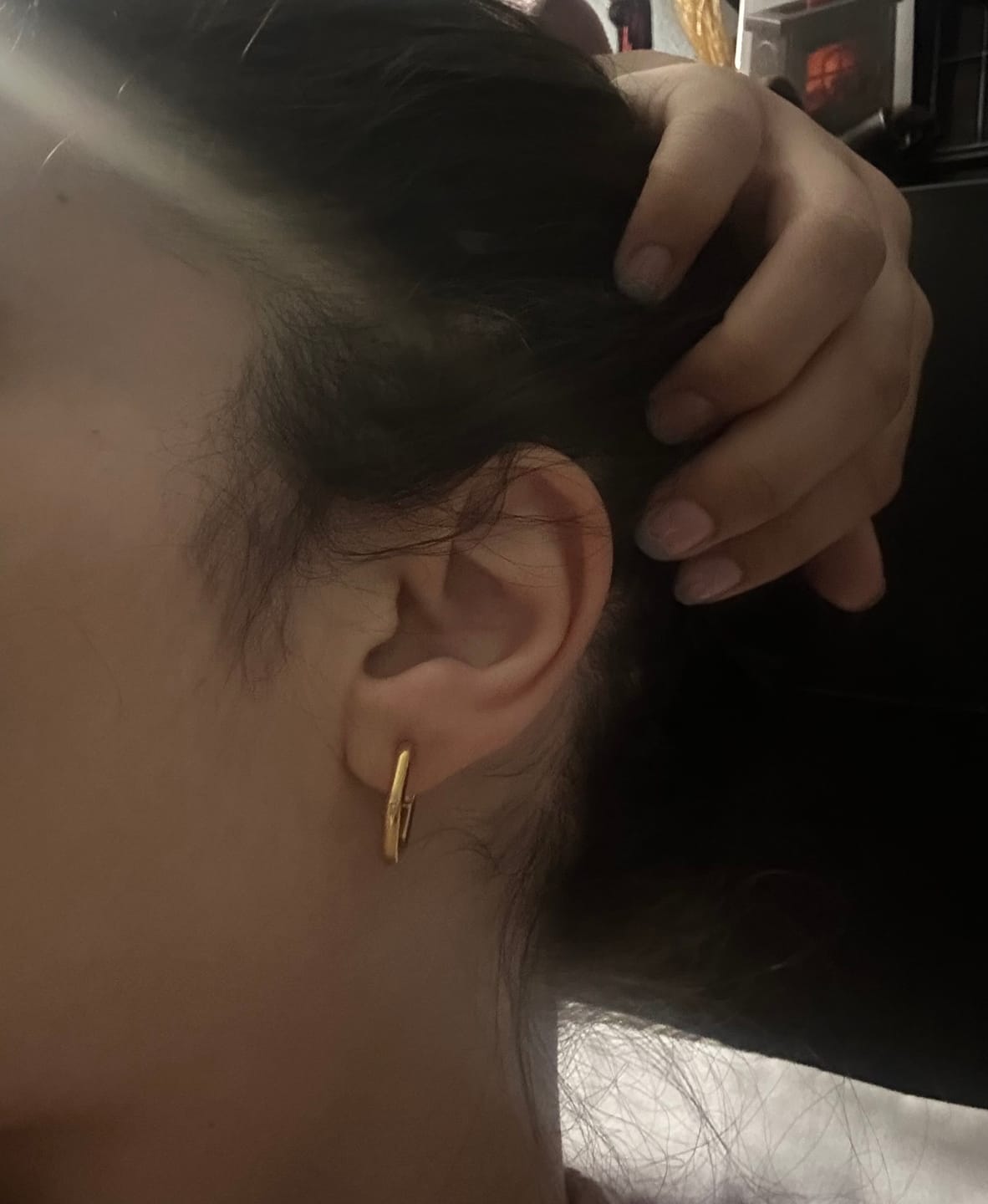 Customer photo review of Madison Gold Hoop Earrings