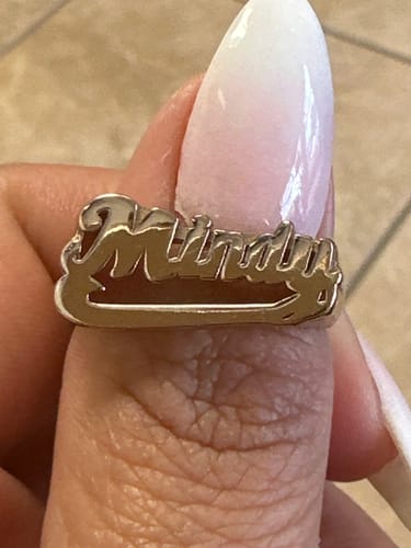 Customer photo review of Script Custom Name Ring