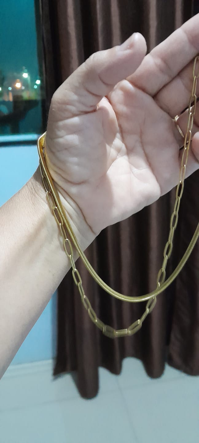 Customer photo review of Mix Colar Antonela Banhado em Ouro 18k