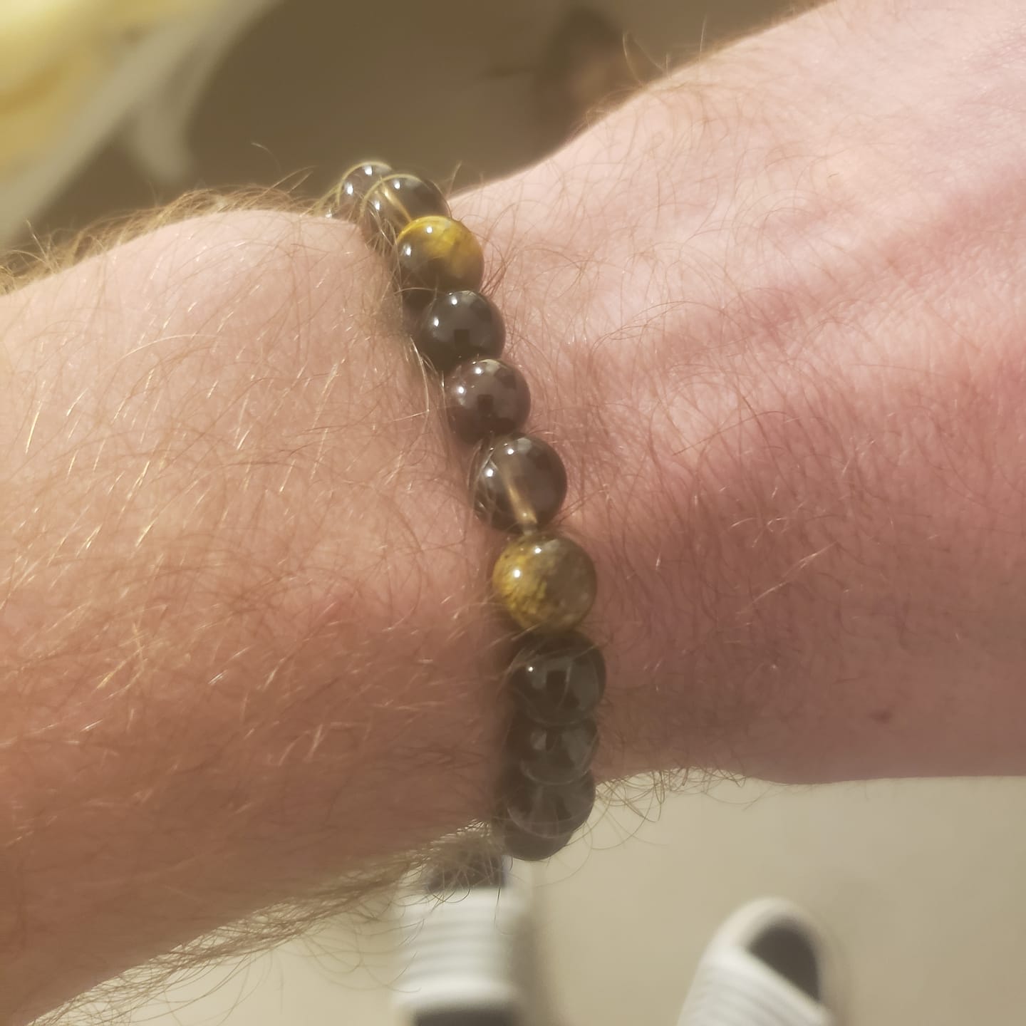 Customer photo review of Bracelet "Réussite & Protection" en Oeil de Tigre, Grenat, Tourmaline & Quartz Fumé