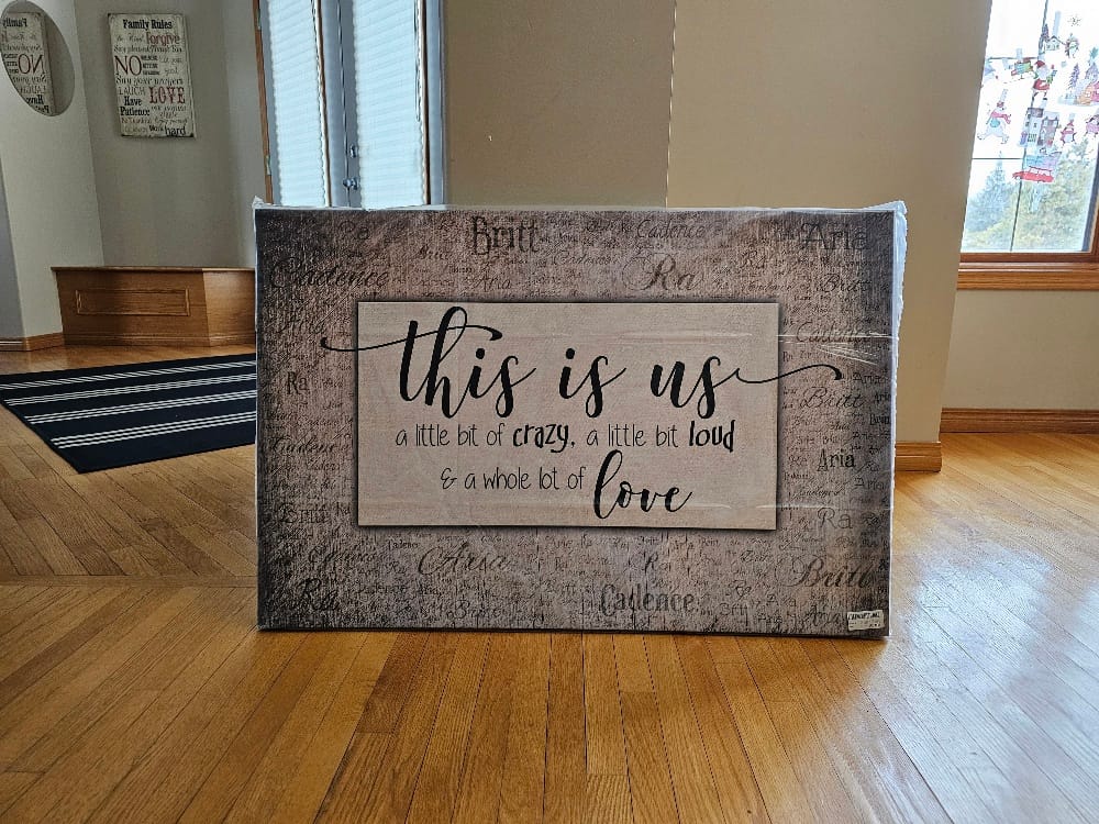Customer photo review of Personalized "This Is Us" With Names on Background Premium Canvas