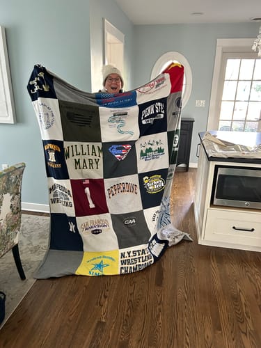 T-shirt quilt featuring n.y.state wrestling team by Nora from PA