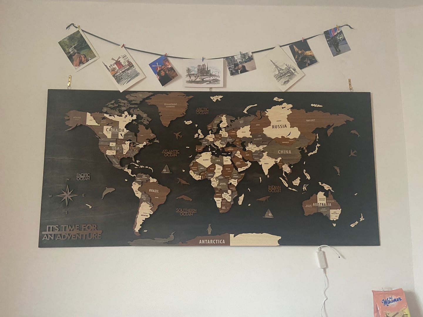 Customer photo review of Wooden World Map with States and Capitals - Multilayered