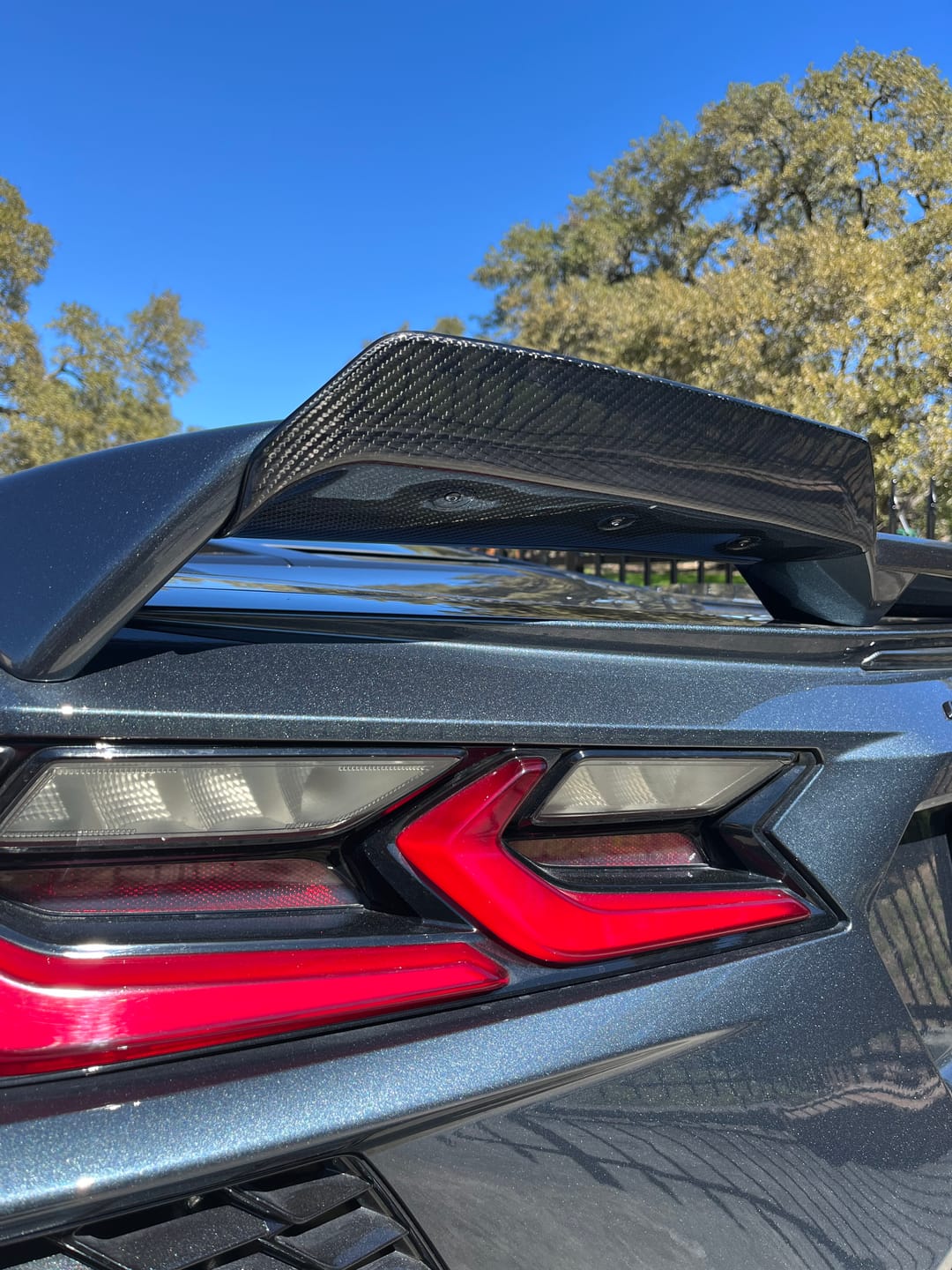 Customer photo review of Corvette C8 Z51 Rear Trunk Spoiler Add-On Wicker Extension