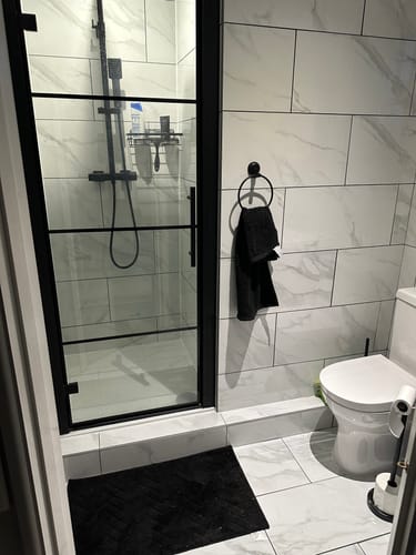 Customer photo review of Hudson Reed Apex 800mm Hinged Shower Door - Matt Black