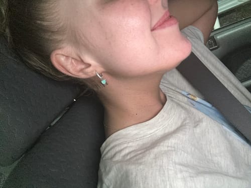 Customer photo review of Cubic Zirconia Enamel Heart Drop Earrings in Sterling Silver