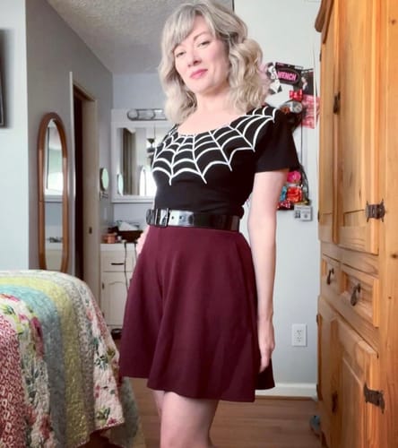 Customer photo review of Black Widow Tap Shorts in Oxblood