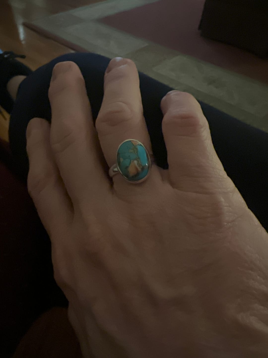 Customer photo review of Oyster Copper Turquoise Ring Sterling Silver