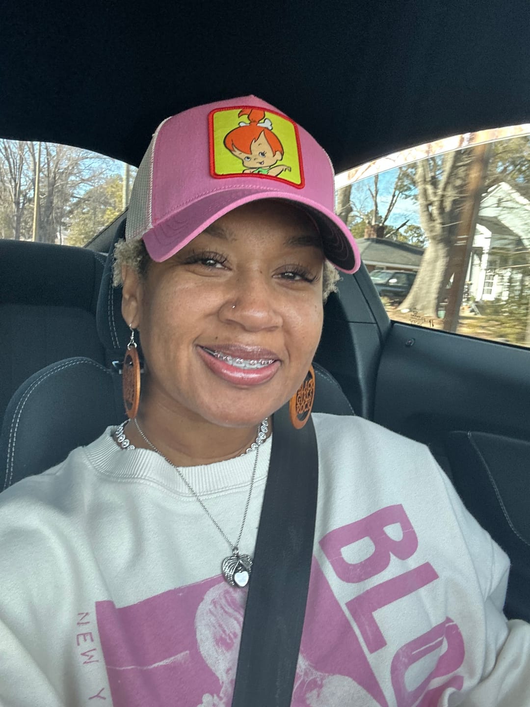 Customer photo review of OVERLORD X The Flintstones: Pebbles Trucker Cap