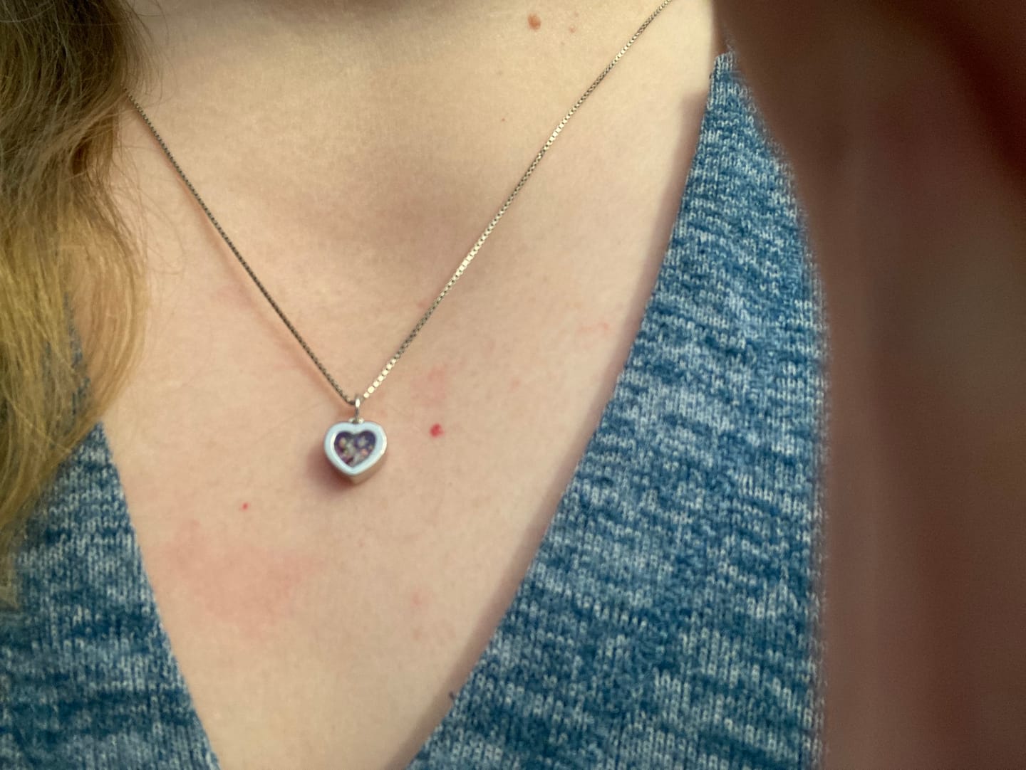 Customer photo review of Dainty Heart Cremation Pendant