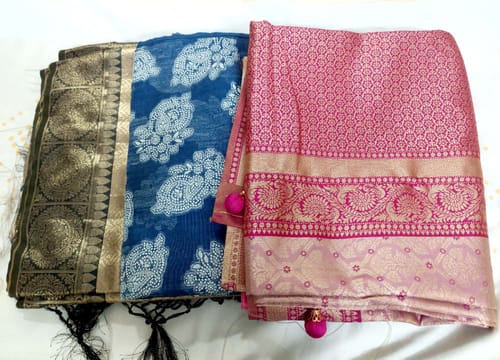 Customer photo review of Shades Of Purple Zari Woven Banarasi Silk Saree