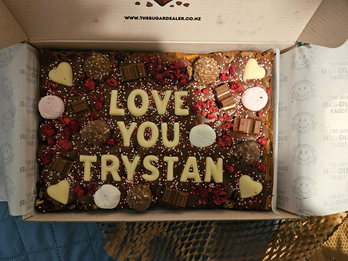Customer photo review of Mega custom message heart brownie