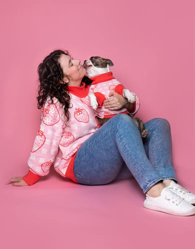 Customer photo review of *LIMITED* Strawberry Oversized Human Sweater