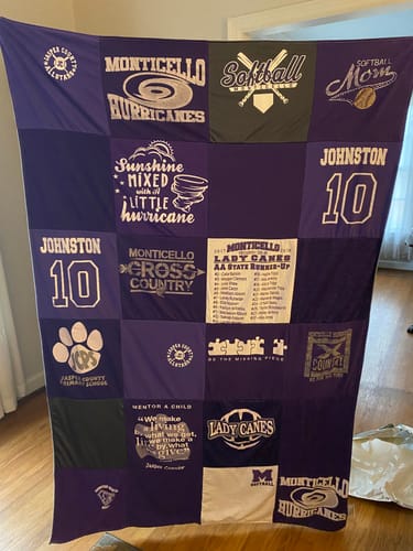 T-shirt quilt featuring monticello hurricanes, monticello lady canes by Jack from GA