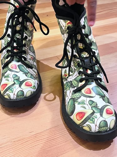 Customer photo review of Avocado Cut In Half Drawing Print Leather Boots