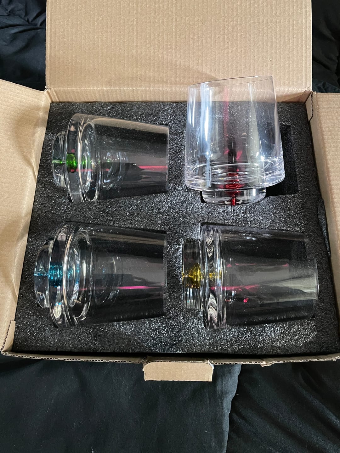 Customer photo review of Crystal Bubble Base Collins Glass Highball Tumbler - Set of 4 - 12oz