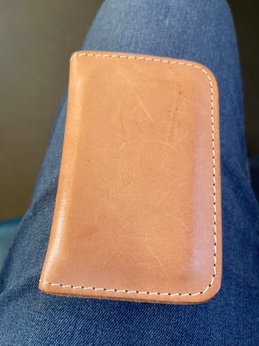 Customer photo review of No.52 | 'Natural Oak' Vertical Leather Wallet For Men