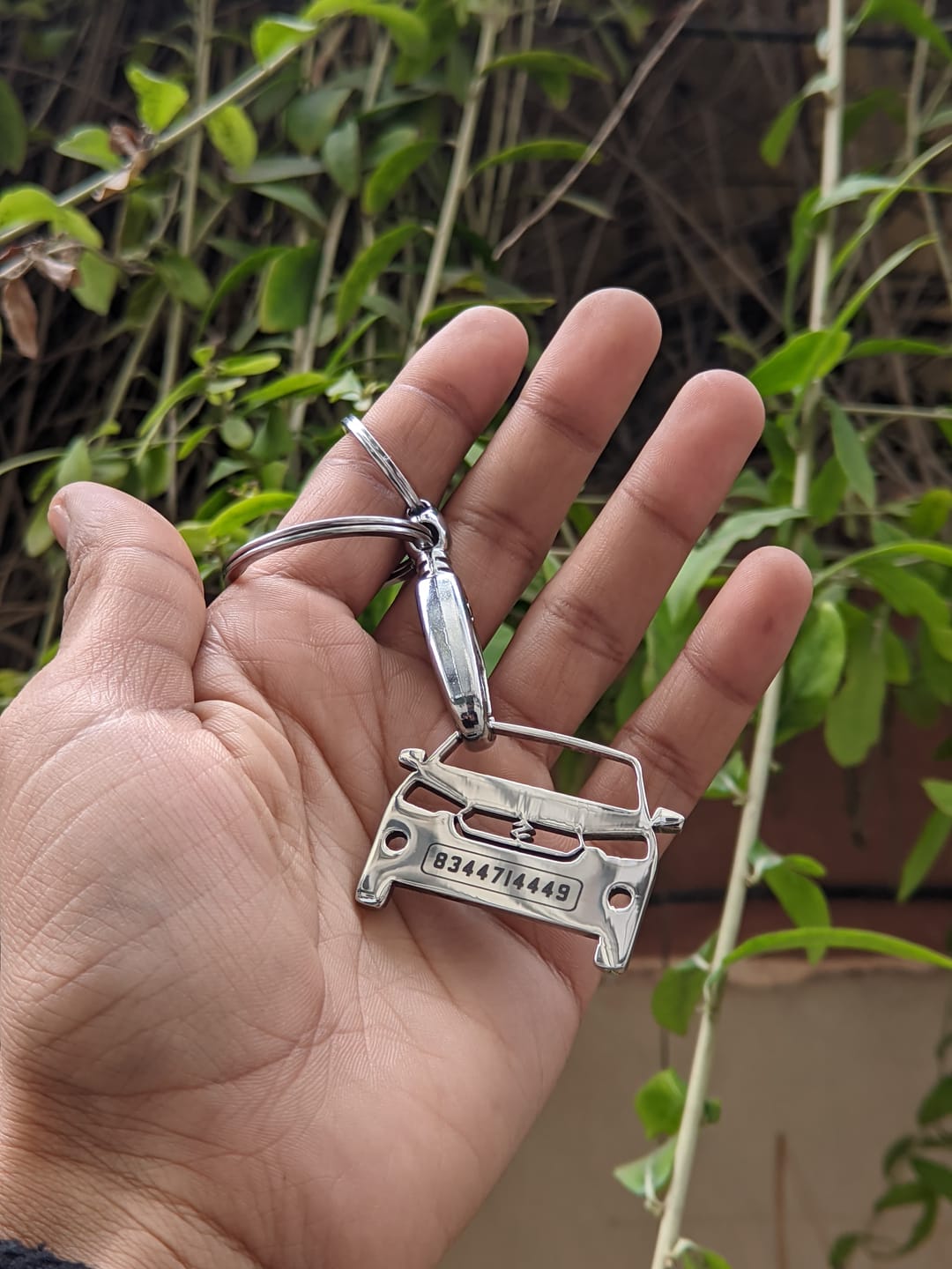 Customer photo review of Personalised Number Plate Car Keychain