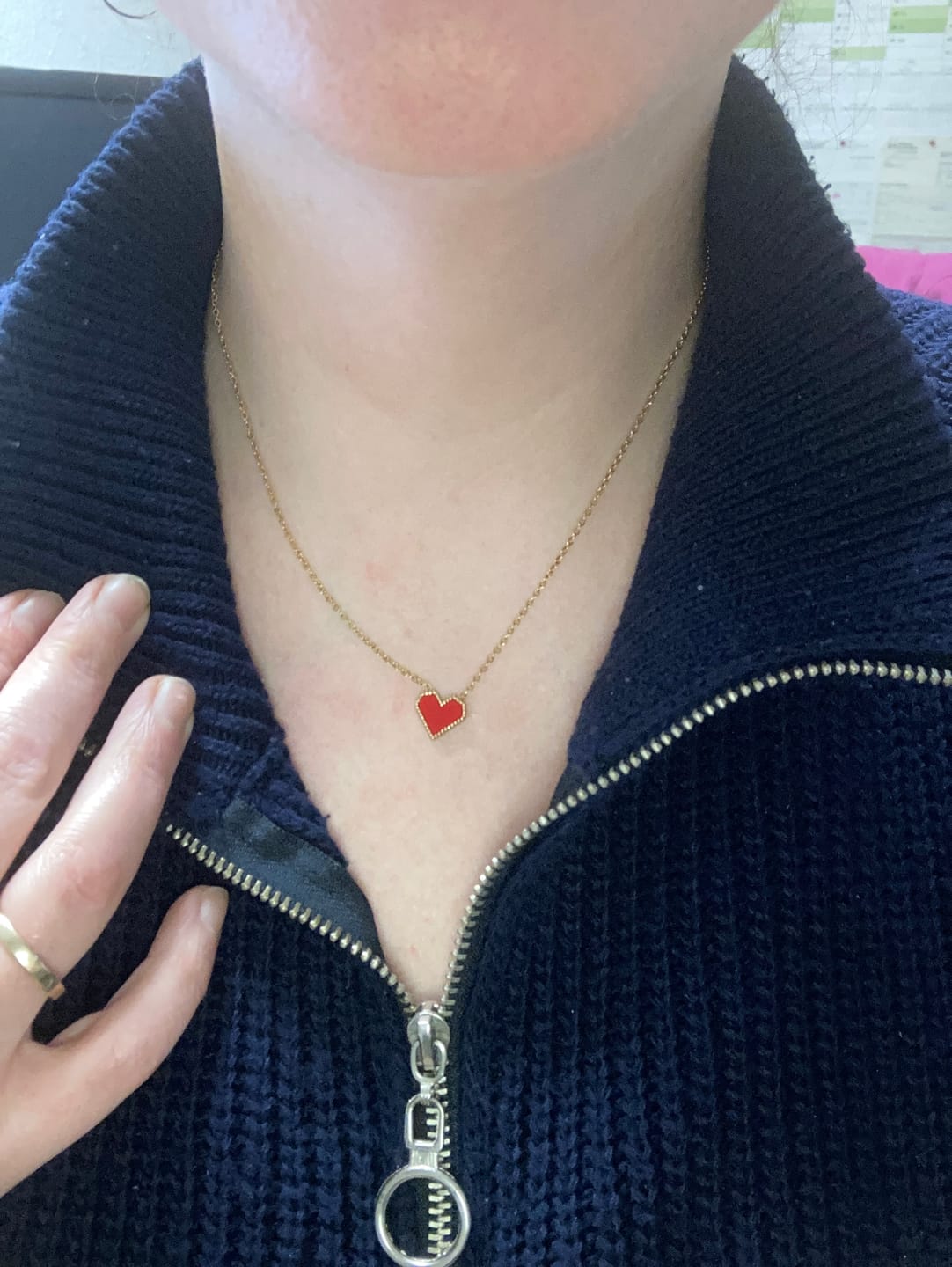 Customer photo review of Sarah - Red Heart Necklace Stainless Steel