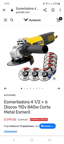 Customer photo review of Esmeriladora 4 1/2 + 6 Discos 110v 840w Corte Metal Esmeril