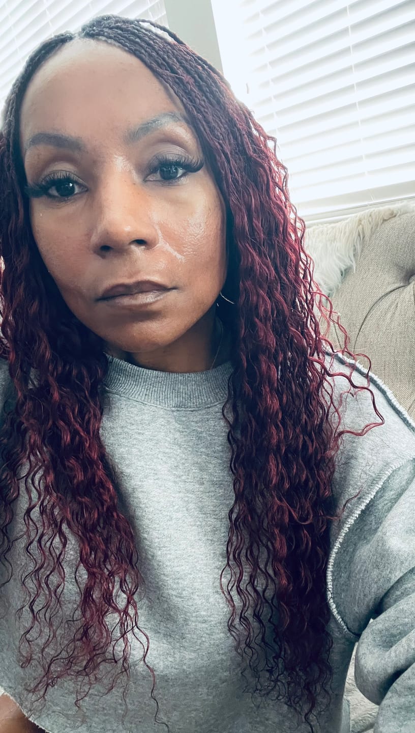 Customer photo review of Burgundy Deep Wave Bulk Hair Extensions for Braiding
