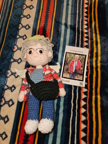 Customer photo review of Tranquil® - Personalized Crochet Doll with Photo Card