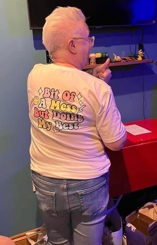 Customer photo review of Bit Of A Mess (Doing My Best) Back T-Shirt