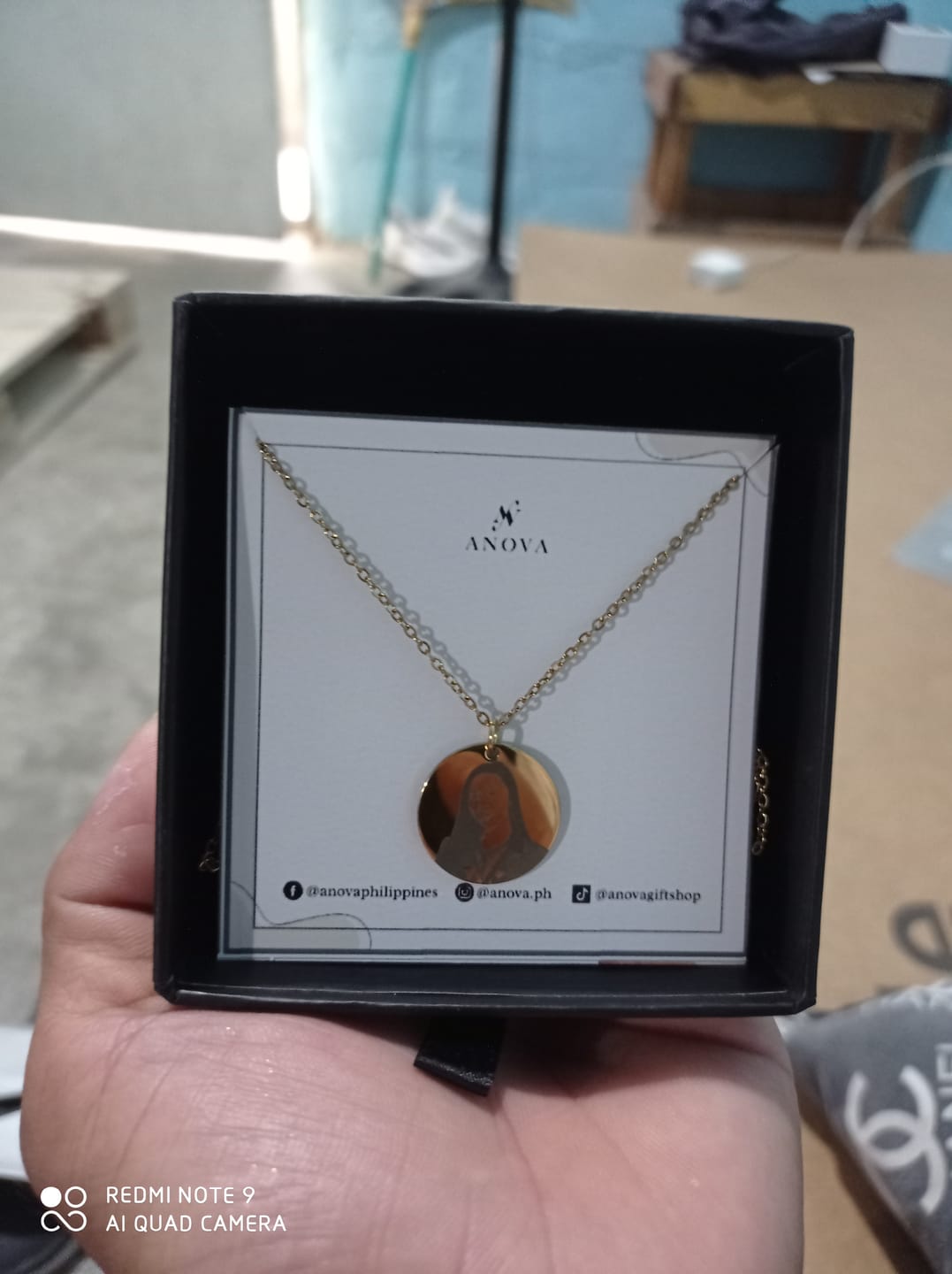 Customer photo review of Photo Engraved Portrait Necklace Gift