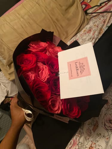 Customer photo review of Red & Hot Pink Rose Bouquet - Valentines