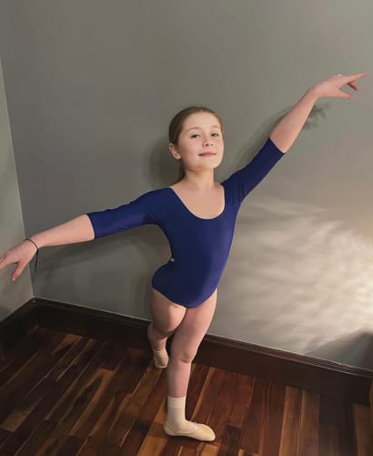 Customer photo review of Girls Barcelona Half Sleeve Ballet Leotard - Blue