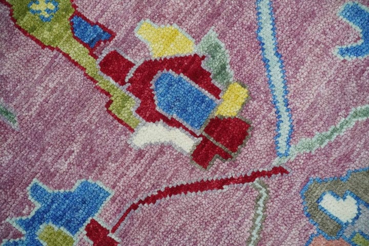 Customer photo review of Ready to Ship Pink Modern Oushak Rug Wool Blue Colorful Hand knotted Area Rug