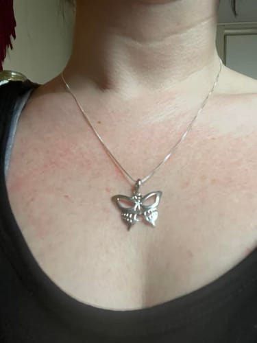 Customer photo review of Just Love Skulls Silver Necklace