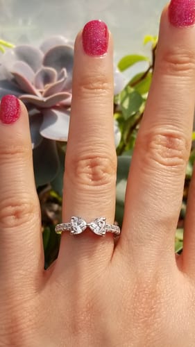 Customer photo review of Bow Tie Heart CZ Ring in Sterling Silver