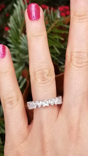 Customer photo review of Heart Heart CZ Eternity Ring in Sterling Silver