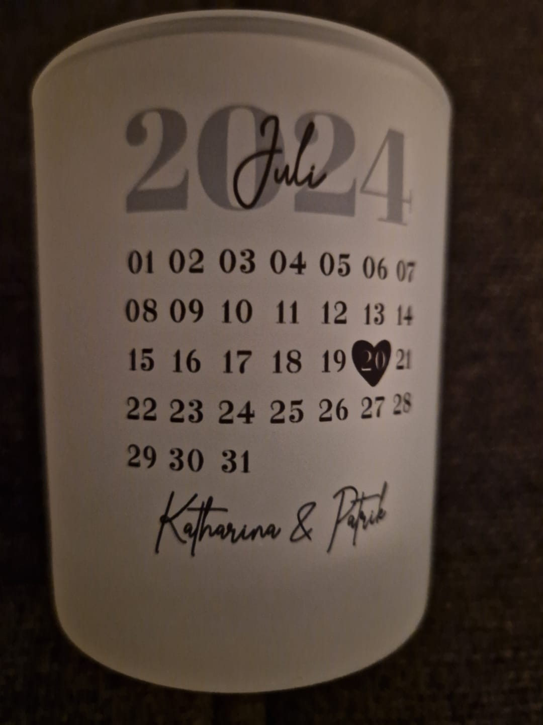 Customer photo review of Unser Tag - Personalisiertes Teelicht