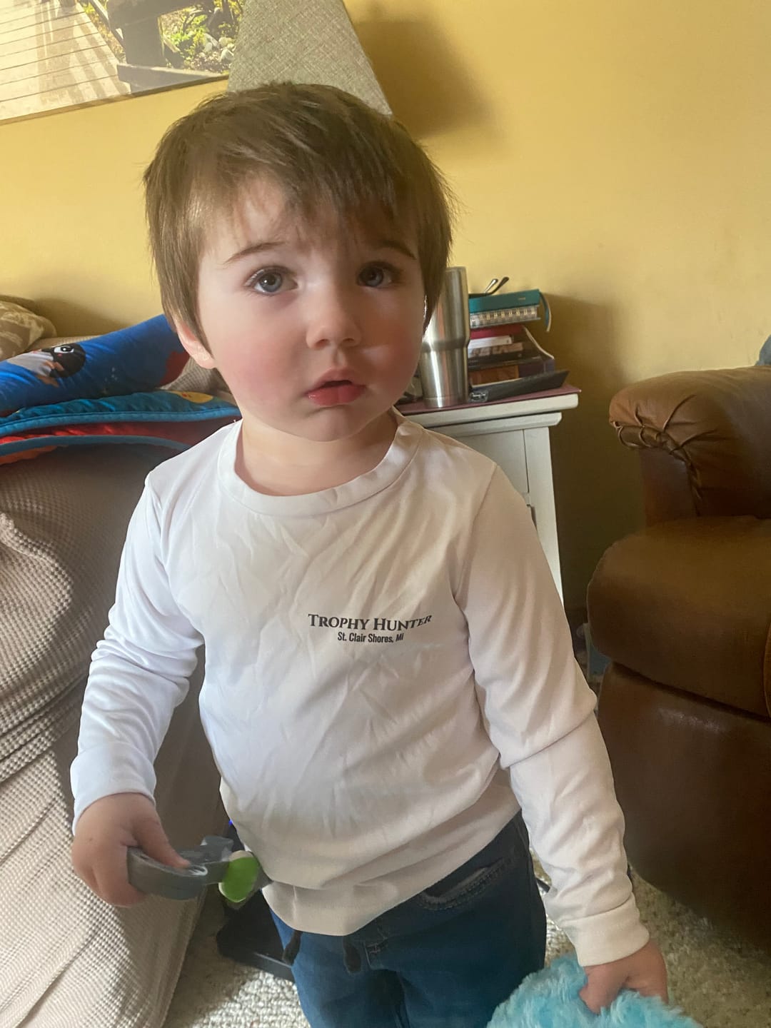 Customer photo review of Toddler Dri-Fit Custom Boat Shirts