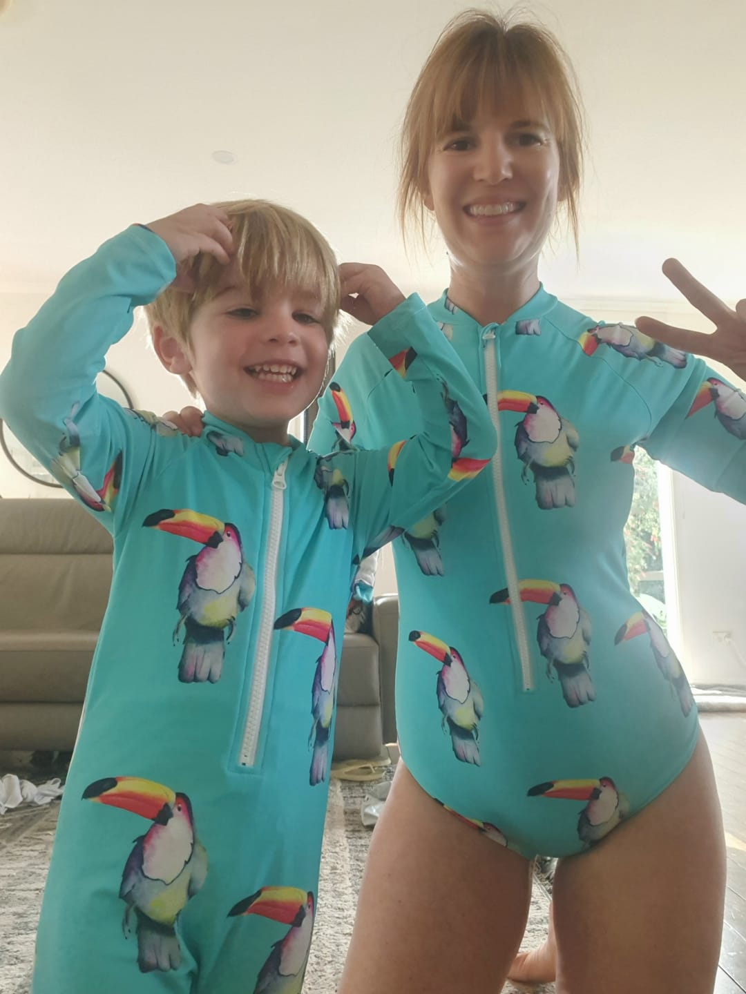 Customer photo review of Toucan Women's Long Sleeve Zip Swimmers