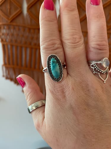 Customer photo review of Southwestern Style Real Turquoise Ring Sterling Silver