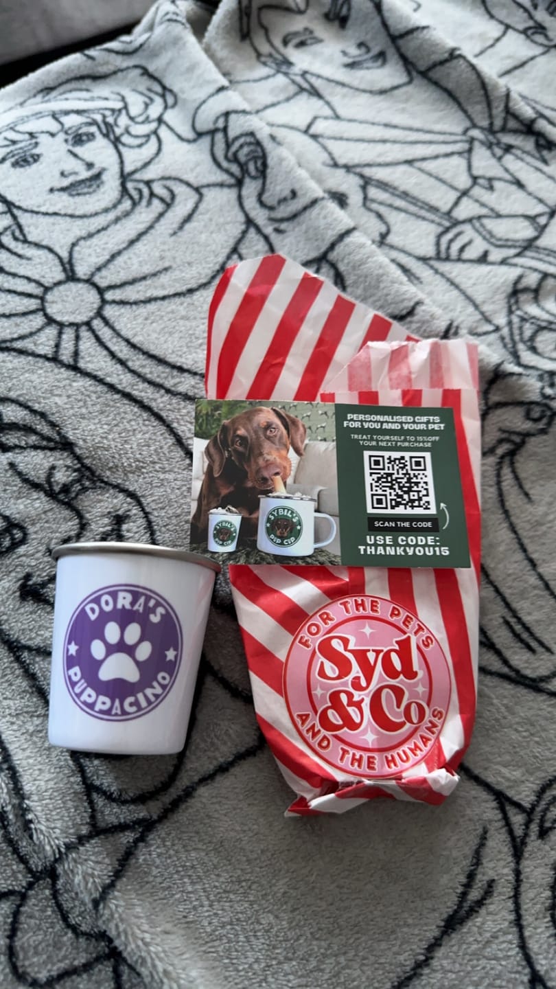 Customer photo review of Personalised Paw Print Pup Cup