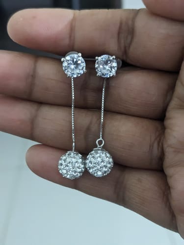 Customer photo review of Silver Queen of The Night Dangler Earrings
