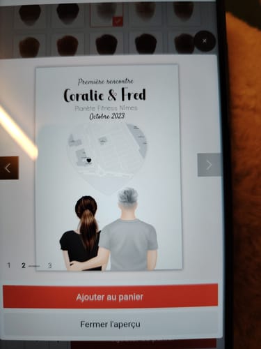 Customer photo review of Affiche Personnalisée - Couple Lieu Première Rencontre - Homme et Femme