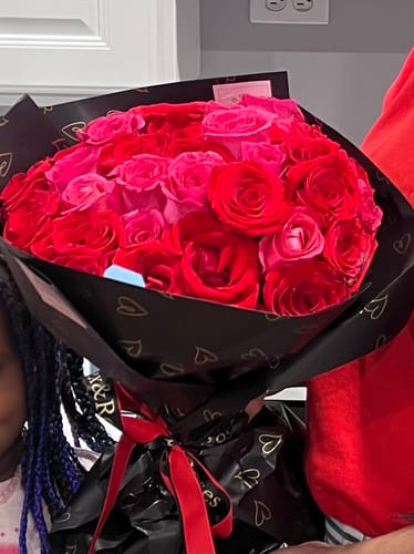 Customer photo review of Red & Hot Pink Rose Bouquet - Valentines