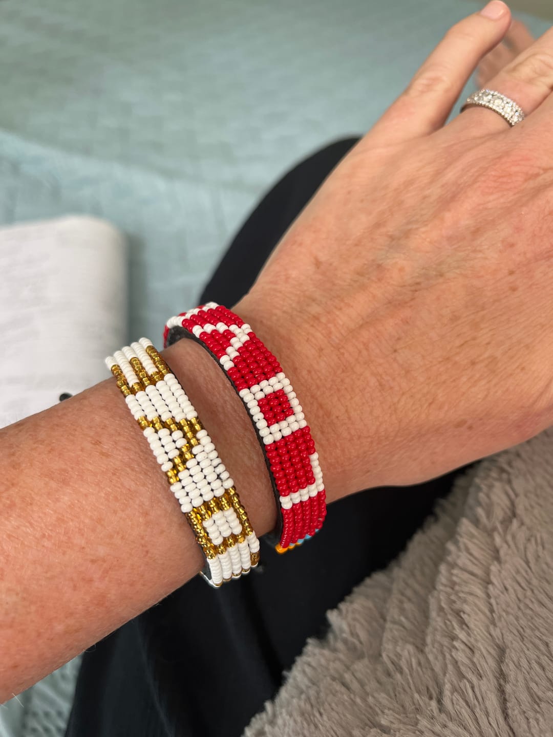 Customer photo review of LOVE Bracelet - Red/White