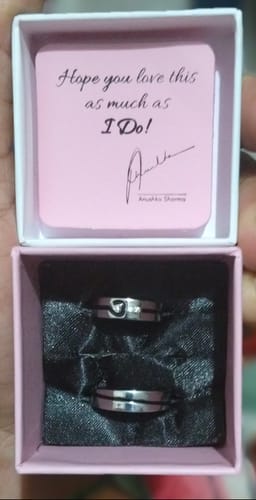 Customer photo review of Silver Heart String Couple Rings