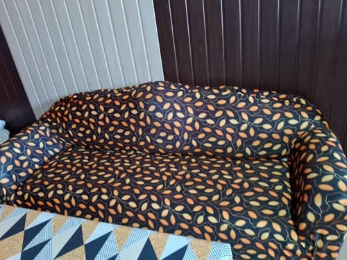 Customer photo review of Golden Leaves Elastic Sofa Slipcovers