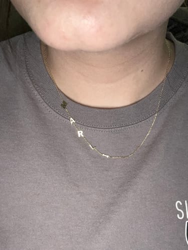 Customer photo review of Sideways Letter Necklace